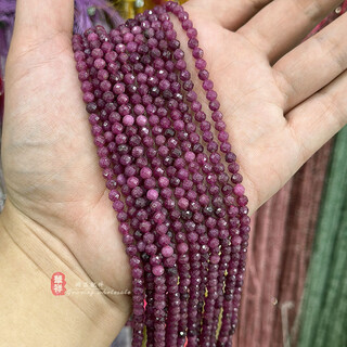 Pu lian natural ruby faceted round beads, sugar cubes, abacus beads, rose red ruby loose beads, diy bracelet necklace bead accessories, ruby faceted round beads, about 4.5-5mm, 1 string