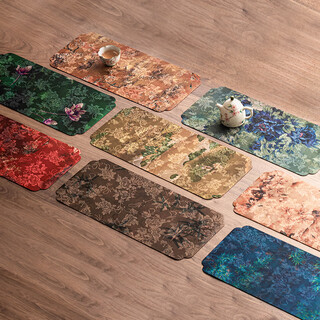 Extremely simple double-sided dry bubble tea mat, chinese style table flag, tea towel, tea table cushion, new chinese zen tea mat, waterproof mat, pot holder and coaster, xiangyun yarn double layer dry bubble mat_tengda 44.6x20cm