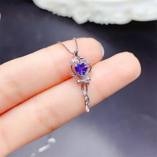 Fujiu natural tanzanite magic wand pendant for women 925 silver inlaid with sapphire scepter niche design clavicle necklace gift
