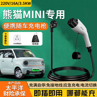 Fast charging cat geely panda mini mini knight charging gun with car charging 3.5kw7kw universal new energy electric vehicle original portable home charger gun pile without grounding wire 3.5kw standard model 8a/16a two-speed switching current 3 meters