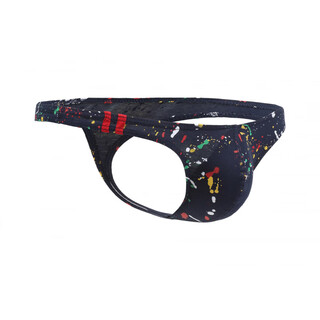 Oloey sexy men's underwear printed cotton paint dot thong breathable and domineering dark royal blue l european size