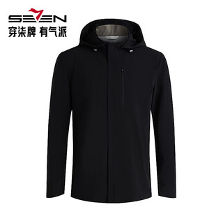 Qipai shopping mall same style hooded windbreaker men's spring business casual commuting jacket for young and middle-aged people black xl