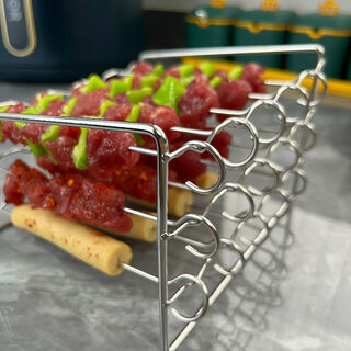 Air fryer hanging grill stainless steel air fryer grill grill skewers and grilling needles must-have vertical grilling needles for parties skewers 30 grilling needles + 1 grill - size 15*15-9.7