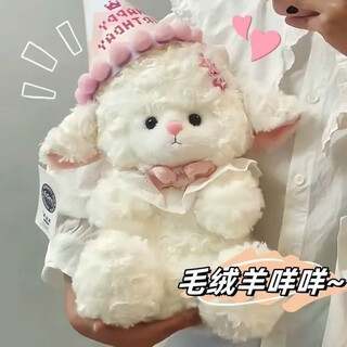 奇优宝少女公主小羊毛绒玩偶可爱创意娃娃粉嫩羊崽公仔贈女生日礼物闺蜜 公主羊帽子