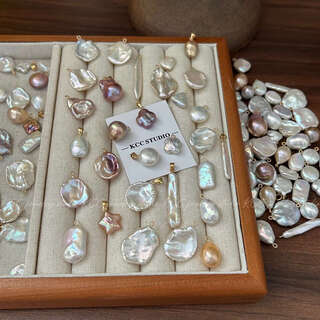 Shien natural freshwater special-shaped pearl pendant single pendant button strange color avocado simple american 14k bag gold buckle the whole store is over 36