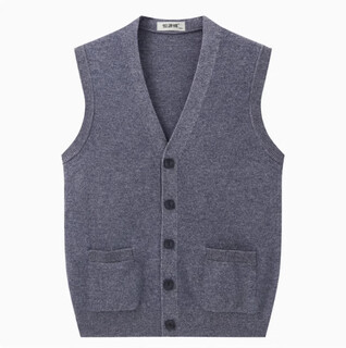Hengyuanxiang spring and autumn new wool vest men's middle-aged and elderly vest spring and autumn sweater sleeveless v-neck waistcoat knitted cardigan medium gray thickened 2xl 185 yards (160-180jin jin equals 0.5 kg)