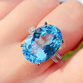Pu lian 16 carat large carat pigeon egg topaz ring 925 sterling silver plated 18k birkin women's ring gift one finger ring live mouth
