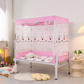 Fat donglai same style children's mosquito net splicing bed new baby crib reinforced anti-fall home baby student dormitory cute cat (single door full bottom) width * length 80 * 190 height 120