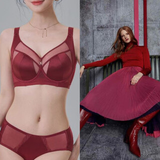 Victoria palace large size french sexy underwear breathable big breast makes smaller push-up adjustable secondary breast reduction anti-sagging bra purple red 40/90cde full cup