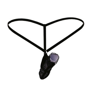 Men's lace underwear sexy transparent flirting t-pants black 1 pack one size