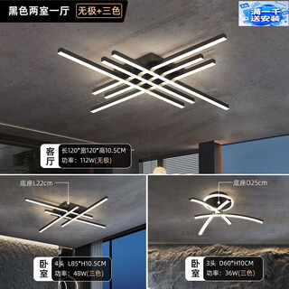 永智全屋灯具套餐三室两厅欧式客厅灯2024年新款简约现代大气高端led 黑色两室一厅A无极 三色
