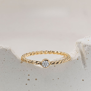 Zhongchi 14k gold-covered twist series 3mm moissanite ring women's index finger european and american stacked simple tail ring little finger joint us no. 4