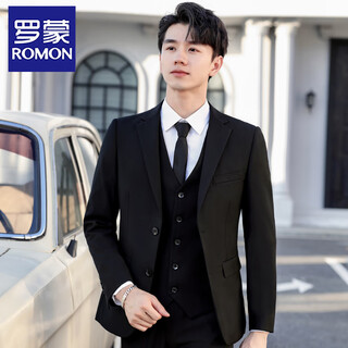 Luo meng suit men's business casual slim professional formal wear best man groom wedding dress handsome small suit men black 2-button top + trousers + gift bag l recommendation 120-135jin jin equals 0.5 kg