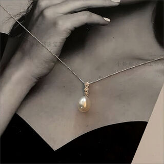 Kuang yi <there are tears in the sea> natural pearl necklace s925 sterling silver single pendant clavicle chain light luxury niche high-end sense there are tears in the sea> natural pearl necklace