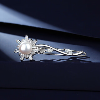 Meng junchen's all-in-one s925 sterling silver hairpin for women, light luxury fashion, sunflower pearl side clip hairpin, birthday gift for girlfriend, pearl sunflower
