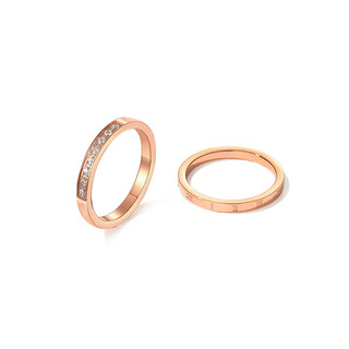 Only double british roman numeral ring 18k rose gold couple index finger ring no. 7-pair ring (suitable for 55mm finger circumference)