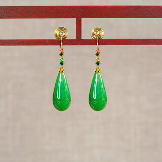 Li shen jade dry green zhengyang green jade water drop earrings new chinese style earrings retro national style magnolia flower earrings for women golden mosquito coil ear clips