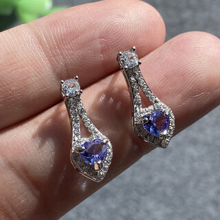 Lieruibao crystal edge natural boutique tanzanite s925 sterling silver ring necklace earring bracelet best friend girlfriend holiday gift style 7 earrings bare stone particles about 5mm