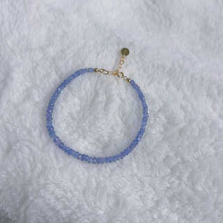 Puli natural ice-through tanzanite 18k gold imported 14k gold-filled bracelet original design niche temperament versatile gold-filled model 2.5mm thin 15+3cm suitable for 14