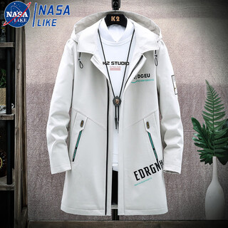 Nasalike windbreaker men's mid-length coat spring and autumn korean style coat men's youth fashion trend hooded cardigan top b230 beige l