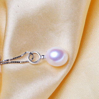 Kuang yi sterling silver single freshwater pearl pendant live buckle necklace for women classic simple fashion exquisite korean style clavicle necklace 9mm white water drop beads white model (including necklace)