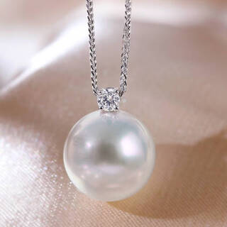 Pearl necklace australian white princess pendant south sea white gold diamond plated 18k elegant white gold chain 45cm adjustable 10-10mm