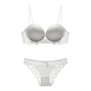 Victoria palace sexy bra set comfortable big u smooth beautiful back lace underwear women soft steel ring small breast push up bra white set 70b /32b
