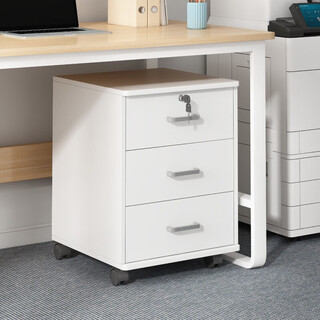 Badme file cabinet office small cabinet with lock locker side drawer cabinet mobile under table storage cabinet wooden low cabinet recommended model three drawers warm white 40*34*59cm
