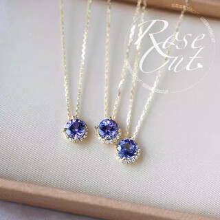 Oemg japanese agete akado natural tanzanite necklace women's light luxury retro amethyst 18k gold birthstone pendant amethyst tanzanite necklace