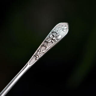 S925 silver hairpin simple embossed peony chinese style ancient style hairpin new chinese style republic of china rich and powerful - single