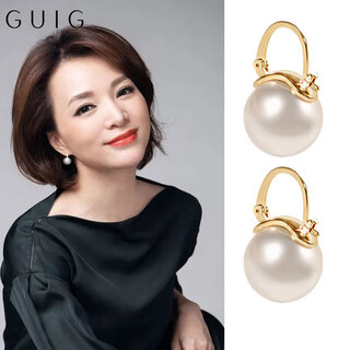 Guig dong qing's same style earrings s925 silver pearl earrings high-end shell beads french earrings birthday gift for women high-end gold color 12mm