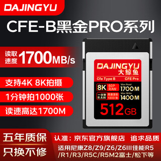 Dajingyu big whale high speed cfexpress memory card cfe-b image card cfe type b camera memory card suitable for canon, sony, and nikon slr popular selling black gold pro edition-512gb official standard memory card