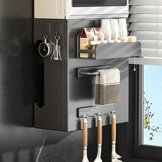 Jufun water heater cover gas pipe cover decorative perforated kitchen wall-mounted natural gas covering shelf five-piece set magnetic panel main frame gun gray 35*17*30cm