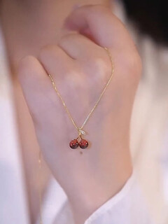 Juke france michelle necklace women's clavicle chain necklace women's 18k gold pendant cherry necklace garnet clavicle chain