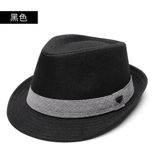 Kfei light luxury travel and vacation top hat casual style british gentleman hat men's summer linen retro large size jazz hat black m size (54-56cm)