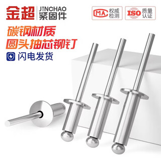 Jinchao all-iron flat round head rivets steel rivets open round head core blind rivets flat round head iron rivets m3.2*6 (50 pieces)