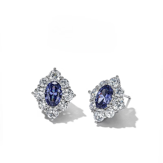 Shien natural haze sapphire earrings for women s925 sterling silver london blue tanzanite crystal light luxury temperament earrings haze blue tanzanite earrings