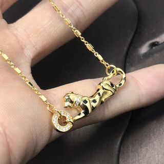 Only pair of european and american fashion high version leopard necklace for women v gold plated 18k rose gold leopard print pendant necklace pendant clavicle chain gold color