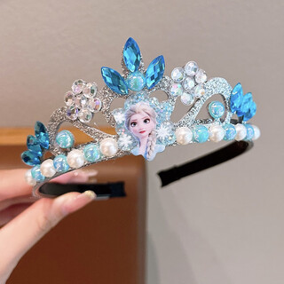 Enrmiiv crown children's headband frozen headband elsa princess crown hairpin girls kurome melody hairband 1# blue princess elsa crystal crown hairband