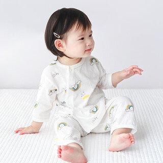 Tangxi baby clothes summer three-quarter sleeve suit male and female baby split cardigan two-piece air-conditioned room summer clothes rainbow 73 recommended 15-18 jin jin equals 0.5 kg