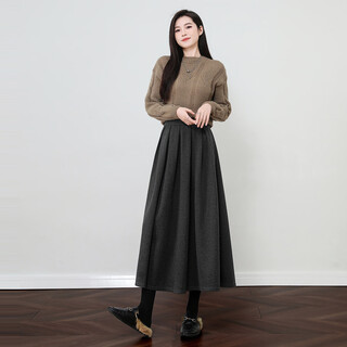 Demana hepburn skirt winter quiet luxury style commuting elastic waist a-line covering flesh good matching skirt women's mid-length style
