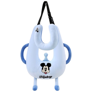 迪加伦正品迪士尼车上儿童睡觉神器后排睡枕汽车载小孩安全带防勒抱颈枕 米奇款-蓝色【抱枕+头枕】