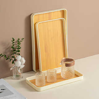Onlycook tea tray tray tea cup glass wine glass plate tea tray dessert cake plate imitation wood grain plate large size