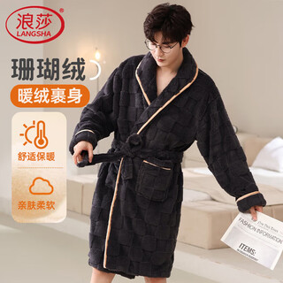 Langsha winter couples nightgown coral velvet thickened warm nightgown bathrobe autumn and winter soft home clothes