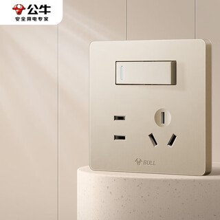 公牛（BULL）开关插座 G12系列 一开双控五孔插座奶油风86型G12E334S 星辰金