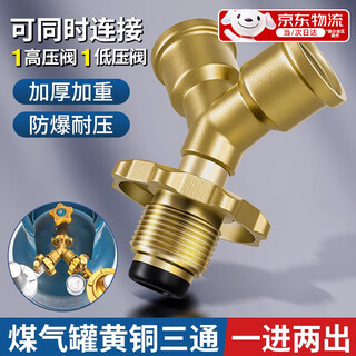 OLEVO黄铜燃气三通阀一分二路液化气灶具煤气瓶连接口开关阀门分流接头 煤气三通（一分二） 4分出水