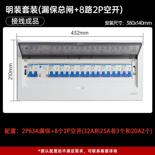 Chint (chnt) household surface-mounted strong current box distribution box assembly air switch with leakage protection box strong current box indoor dark chnt surface-mounted 8-way (2p air switch branch)