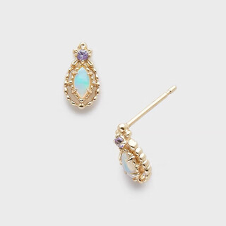 Oemg violet flower series nojess water drop natural opal tanzanite ring necklace earrings 925 silver pair of earrings