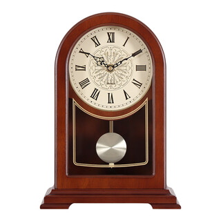 Mapleleaf home solid wood desk clock living room retro desktop personalized clock ornaments new chinese style simple quartz clock desktop clock liriodendron wood + time quartz movement + roman plate