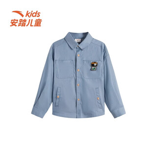 Anta children's long-sleeved shirt jacket for boys spring and autumn new trendy versatile shirt store same style seaside blue-1 130 cm